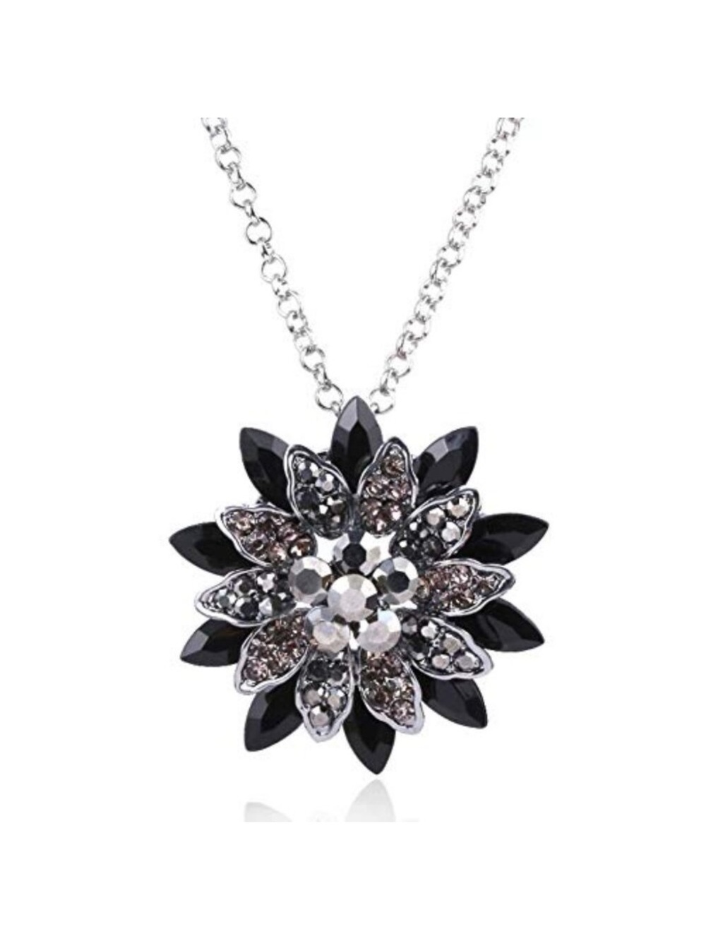 New Black Dahlia Crystal Pendant Necklace Gift from Michel Jones Necklace